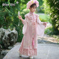 Girls Hanfu Dress | Horse Face Skirt & Cloud Shoulder | Chinese Princess Costume for Kids