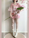 Olivegirl Hanfu Women's Song Style Short Shirt Flower Bud Pants Skirt Shorts Set Daily Summer Style