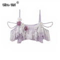 Olivegirl Women's Strapless Dress 3D Lace Flower Top High End Elegant Sweet Dress Party Banquet Beach Travel Live Lady's Clothes