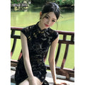 Olivegirl 2026 Women's Dress Qipao Cheongsam Chinese Summer Retro Printed Buckle Improved Dress High-end Hip Hugging