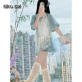 Olivegirl Hanfu Women's Song Style Shirt Camisole Shorts Summer 2026 Daily Set Traditional Chinese Clothing