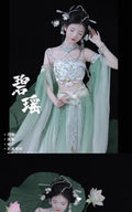 Exotic Hanfu Dance Dress | Gradient Embroidery Fairy Cosplay | Stretchy Elastic Skirt