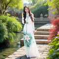 Olivegirl Aodai Vietnamese Traditionally Dress Long Qipao Two-piece Wide-leg Pants Cheongsam Aodai Dress Women's Clothing