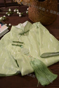 High End Cheongsam Dress Girls Chi-pao Chinese Qipao Green Elegant Sweet Retro Young Style Improved Women's Dress Spring Summer