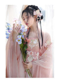Pink Hanfu Dress | Flower Embroidery Fairy Cosplay | Chinese Dance Costume for Women
