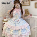 Summer Japanese Style Kawaii Lolita Dress Women Party Vintage Sweet Lace Bow Birthdays Cake Dresses Harajuku Y2k Bandage Dress