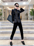 Fashion Gold Velvet Set Women's Plate Buckle Splicing 2026 Spring New Style Retro Style Coat Women's Clothing