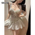 Olivegilr Sexy Women's Top Hotsweet Girl Lace Backless Collarbone Camisole Vest Women's Tee Spring Summer Slim Sleeveless Top