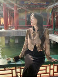 Suit Short Jacket Coat Skirt Set Women's Set Elegant Brown High-end Autumn Winter Two-piece Set Traditional Chinese Clothing