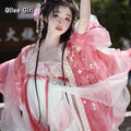 Olivegirl Flower God Hanfu Dress Tang Style Chest Length Butterfly Sleeve Heavy Embroidery Spring Summer Set Cosplay