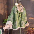 Thick Velvet Jacket Coat Cotton-padded Embroidered Green 2026 Winter Vintage Temperament High-end Exquisite Chinese Style