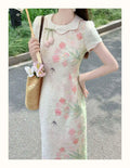 Olivegirl 2026 Summer Dress Tulip Chinese Petal-Necked Print Sleeveless Wrap-Up Bodice-Chasing Qipao Cheongsams Dresses
