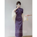 Olivegirl Chinese Purple Dress Cheongsam Qipao Young Style Elegant High-end Purple Waist Slim Dress Summer 2026