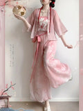 Olivegirl Hanfu Women's Song Style Short Shirt Flower Bud Pants Skirt Shorts Set Daily Summer Style