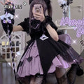 Women Sweet Dress Japanese Lolita Style Contrast Color Robe Femme High Waist Cute Bow Summer Dresses 2026 Vestidos De Mujer
