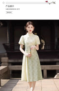 Olivegirl Green Dress Qipao Elegant Cheongsam Jacquard 2026 Summer Young Girls Chinese Style Dress  Long Women's Clothing