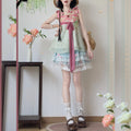 Olivegirl Hanfu Dress Embroidered Strap Skirt Short Sleeve Puff Skirt Lace Flower Chinese Sweet Women's Clothing Cosplay