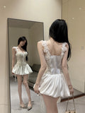 Olivegilr Sexy Women's Top Hotsweet Girl Lace Backless Collarbone Camisole Vest Women's Tee Spring Summer Slim Sleeveless Top