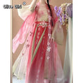 Olivegirl Hanfu Dress Traditional Chinese Clothing Women's Clothing Spring Print Gradient Embroidery Fairy Cosplay