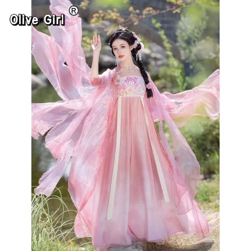Olivegirl Hanfu Dress Embroidered Flowers High-end Elegant Women's Tang Daily Spring Summer Super Fairy Cosplay Women's Clothing