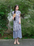 Olivegirl Chinese Traditional Purple Butterfly Dress Elegant Sweet Girl 2026 Fake Two-piece Cheongsam Dress for Women