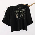 Embroidered Bamboo Rabbit Coat Shirt Spring Autumn 2025 Retro Chinese Traditional Versatile Black Jacket Top Women's Clothing