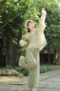 Hanfu Lantern Pants Set | Sweet Purple Green | Improved Chinese Casual Summer Outfit