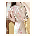 Olivegirl 2026 Summer Dress Tulip Chinese Petal-Necked Print Sleeveless Wrap-Up Bodice-Chasing Qipao Cheongsams Dresses