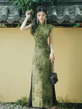 Olivegirl Women's Dress Qipao 2026 Green Cheongsam High End Elegant Young Chinese Retro Daily Summer Clothing