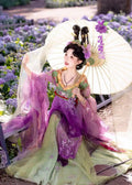 Olivegirl Hanfu Dress Set High End Cosplay Big Sleeve Original Fairy Hanfu Purple Green Embroidered Flower Slimming Set