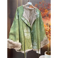 Thick Velvet Jacket Coat Cotton-padded Embroidered Green 2026 Winter Vintage Temperament High-end Exquisite Chinese Style