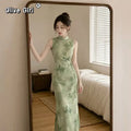Romantic Green Cheongsam Dress Qipao 2026 Young Improved High-end China Chic Women's Clothing Chinese Style Bodycon Dress
