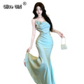 Olivegirl Summer Sexy Dress Evening Gown French Strap Fish Tail Bodycon Acetate Cocktail Dress High-End Elegant Women's Clothing