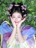 Olivegirl Original Hanfu Dress Tang Fairy Goddess Embroidered Purple Ancient Costume Set Cosplay