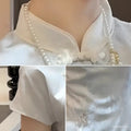 Olivegirl 2026 Chinese Dress Qipao Cheongsams Dyed Jacquard Waist Cinching Embroidery Dress Mesh Splicing Long Dress