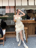 Plus Size 3XL Lolita Dress Sexy Elegant Rose Style Long Tailed Dress Oversized Women's Summer Sleeveless Polka Dot Dress Fairy