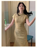 Chinese Style Dress Qipao Traditional Clothing Retro Young Improved Short Sleeve Cheongsam Dress Slim for Women Clothes Wedding