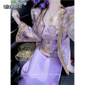 Luxury Coat Jacket Embroidered 3D Relief Suspender Skirt Three Piece Set Fashion Traditional Chinese Clothing