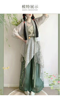 Olivegirl Hanfu Women's Clothing Chinese Style Short Shirt Suspender Print Elegant Sweet Song Pants Daily Outfit Summer Cosplay
