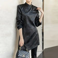Black Qipao Dress Cheongsam Chi-pao Improves Women's Clothing Chinese Traditional Dress Embroidery Jacquard Spring and Autumn