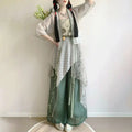 Olivegirl Hanfu Women's Clothing Chinese Style Short Shirt Suspender Print Elegant Sweet Song Pants Daily Outfit Summer Cosplay