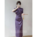 Olivegirl Chinese Purple Dress Cheongsam Qipao Young Style Elegant High-end Purple Waist Slim Dress Summer 2026