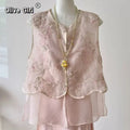 Olivegirl Summer 2026 Chinese Embroidered Vest Women's Clothing Sleeveless Camisole Nail Bead Mesh Stitching High-end Elegant
