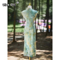 Olivegirl Women Summer Green Qipao Dress Fresh Elegant Improved Young Slim Daily Retro Traditional Chinese Clothing