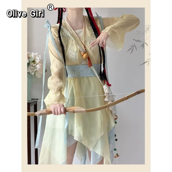 Xianxia Fairy Hanfu Dress | Sweet Ancient Chinese Cosplay Set | Summer Traditional