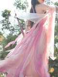 Olivegirl High-end Hanfu Pink Dress Embroidered Flowers Flowing Waist-Length Dresses Modified Fairy Tale Hanfu Women Cosplay