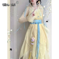 Olivegirl Hanfu Dress Embroidered Flower Chiffon Elegant Fairy Costume Original Long Style Daily Ancient Set Summer Cosplay