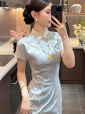 Olivegirl 2026 Chinese Dress Qipao Cheongsams Dyed Jacquard Waist Cinching Embroidery Dress Mesh Splicing Long Dress