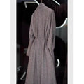 Grey Sequined Waist Cinched Cardigan Jacket Wrap Coat Trench V-neck Elegant High-end Fabric Mid Length Top Women's Clothing