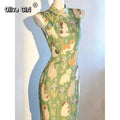 Olivegirl Elegant Dress Cheongsam Qipao Chinese Style Young Cat Playful Cute Sleeveless Slim Dress 2026 Women's Clothing